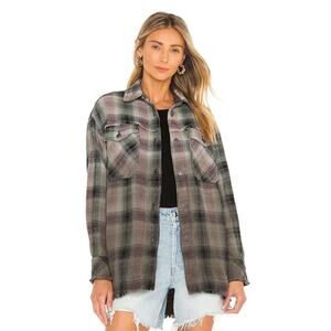 Free People Anneli Plaid Oversized Shirt Jacket
